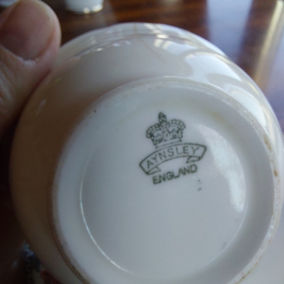 Antique Aynsley Fine China Teacup And Saucer Floral Hummingbird 1910 HAS CRACK - Picture 2 of 9